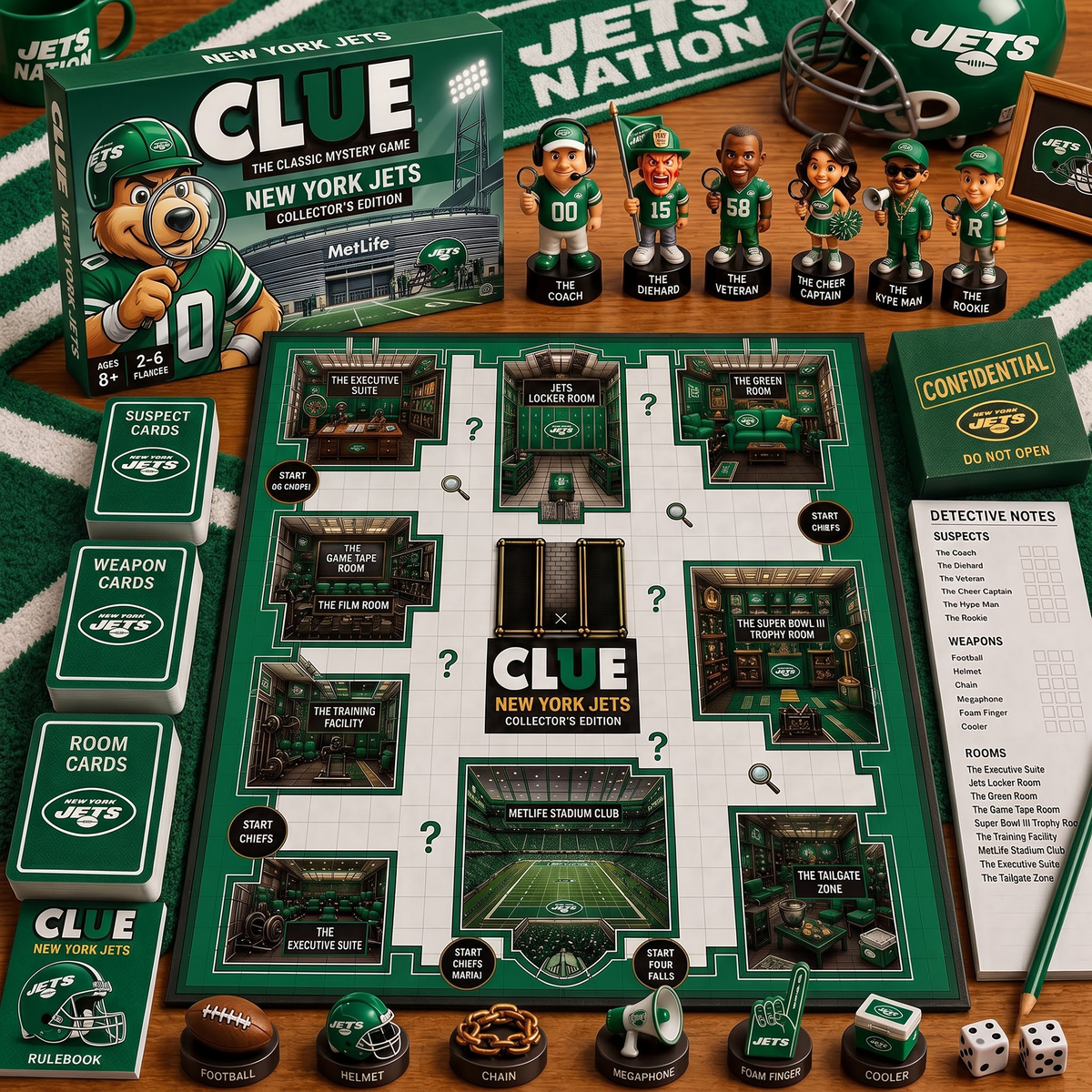 NYJ X PREMIUM NFL FOOTBALL CLUE – Ultimate Fan Mystery Game Set