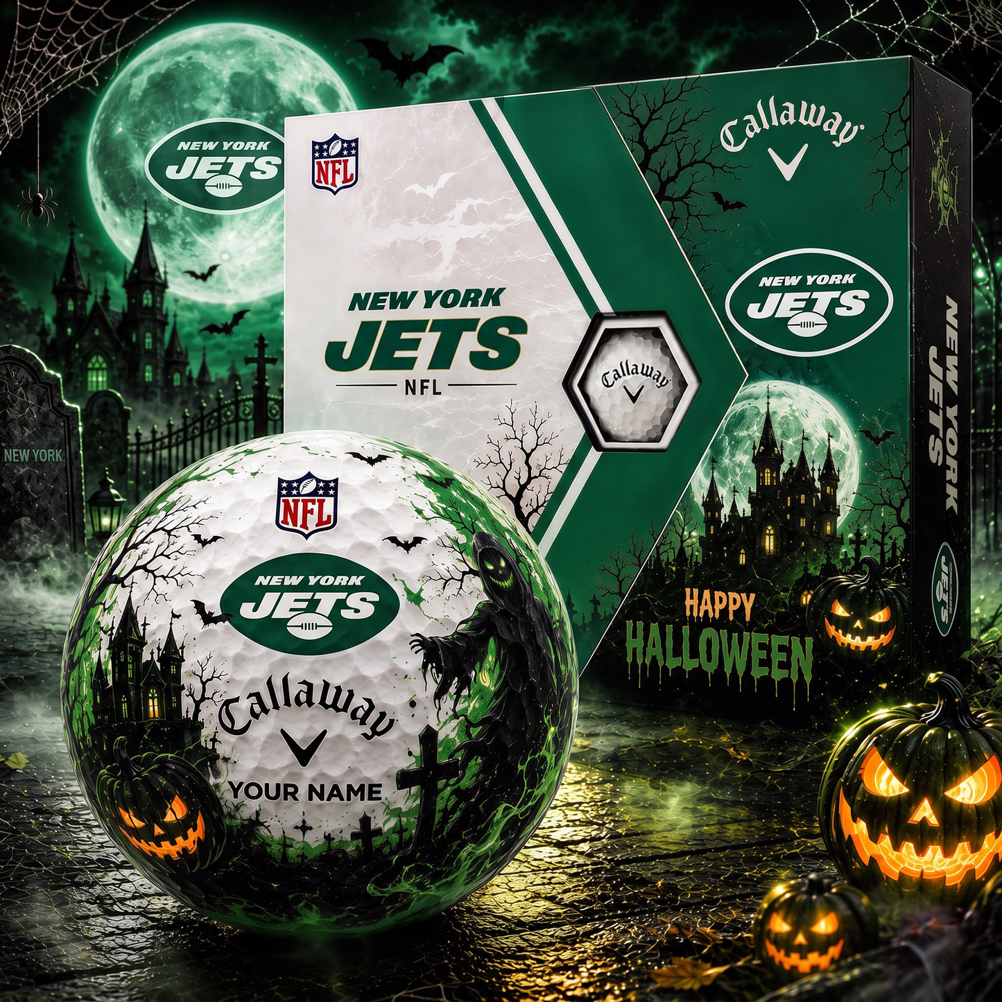 NYJ X Premium NFL Halloween Golf Ball Limited Edition V3