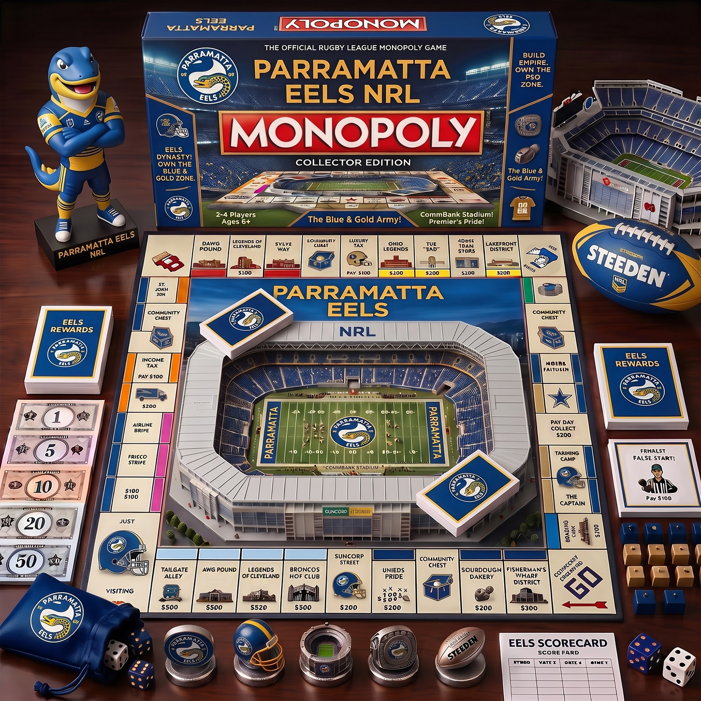 PE_MONOPOLY NRL DELUXE SPORTS BOARD GAME PREMIUM COLLECTOR EDITION