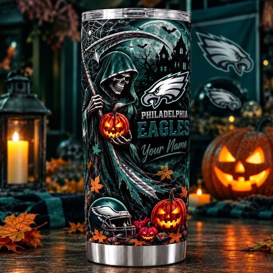 PHI X NFL Halloween Horror Tumbler – Personalized Your Name Edition