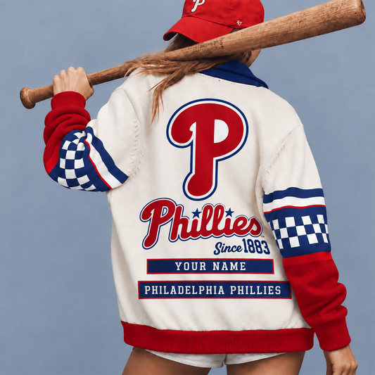 PHI X MLB Premium Cardigan Jaket Personalized Gift For Fan Baseball Men Women - Limited Edition