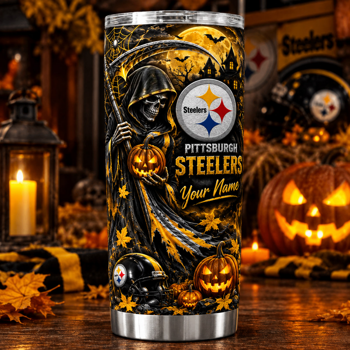 PIT X NFL Halloween Horror Tumbler – Personalized Your Name Edition