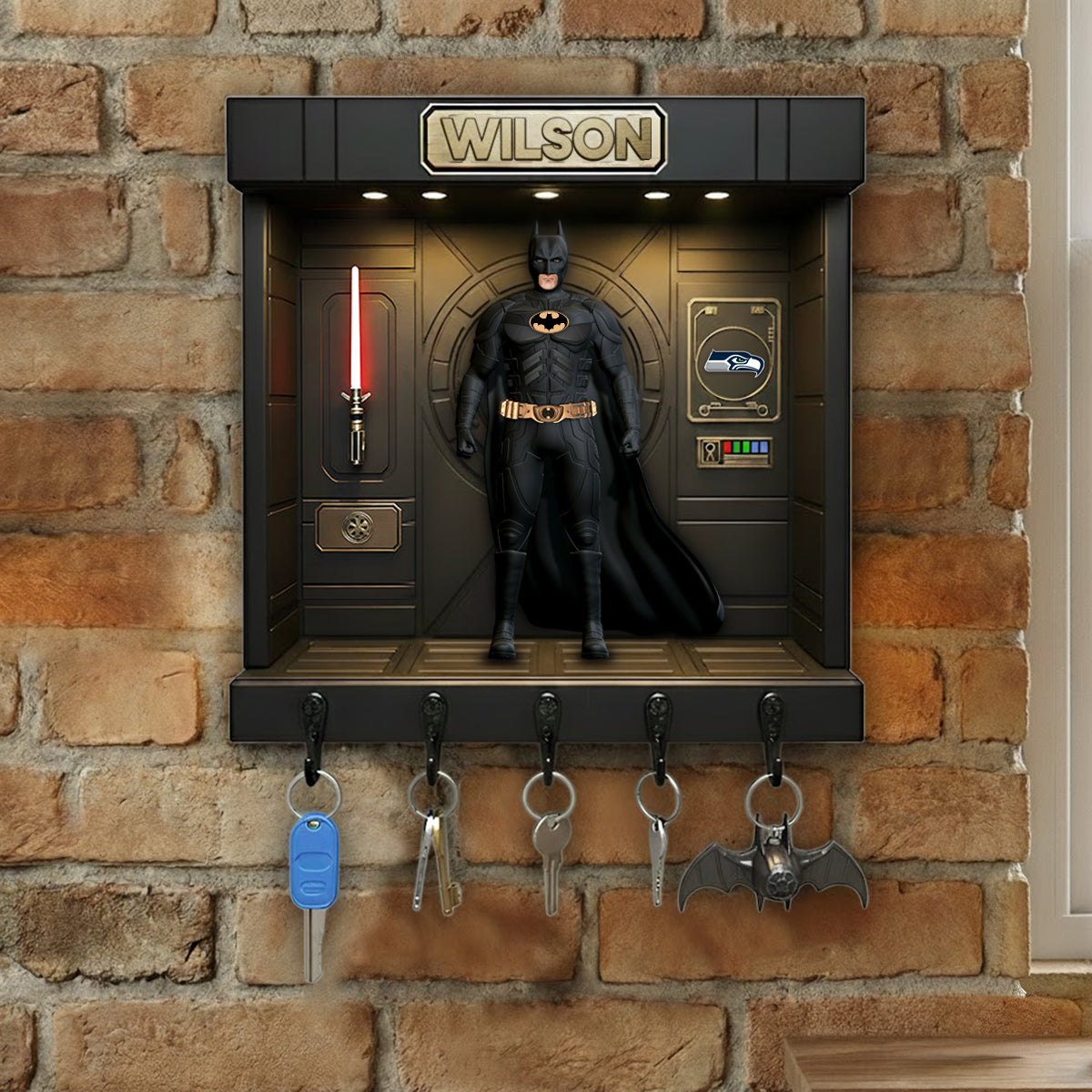 PREMIUM NFL SEA X BATMAN Wood Key Hanger - Personalized Gifts For Cosmic Lovers NDT NHM
