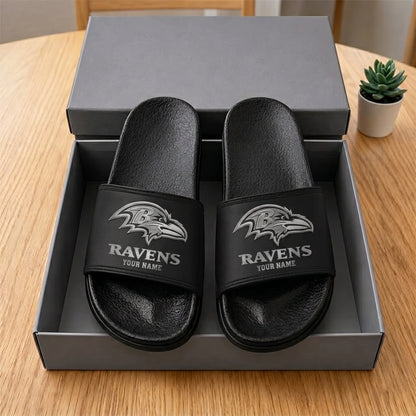 PREMIUM NFL X BR New Black Slippers All Size Custom Name FOR SUMMER HOLIDAY NDT VHM 160626
