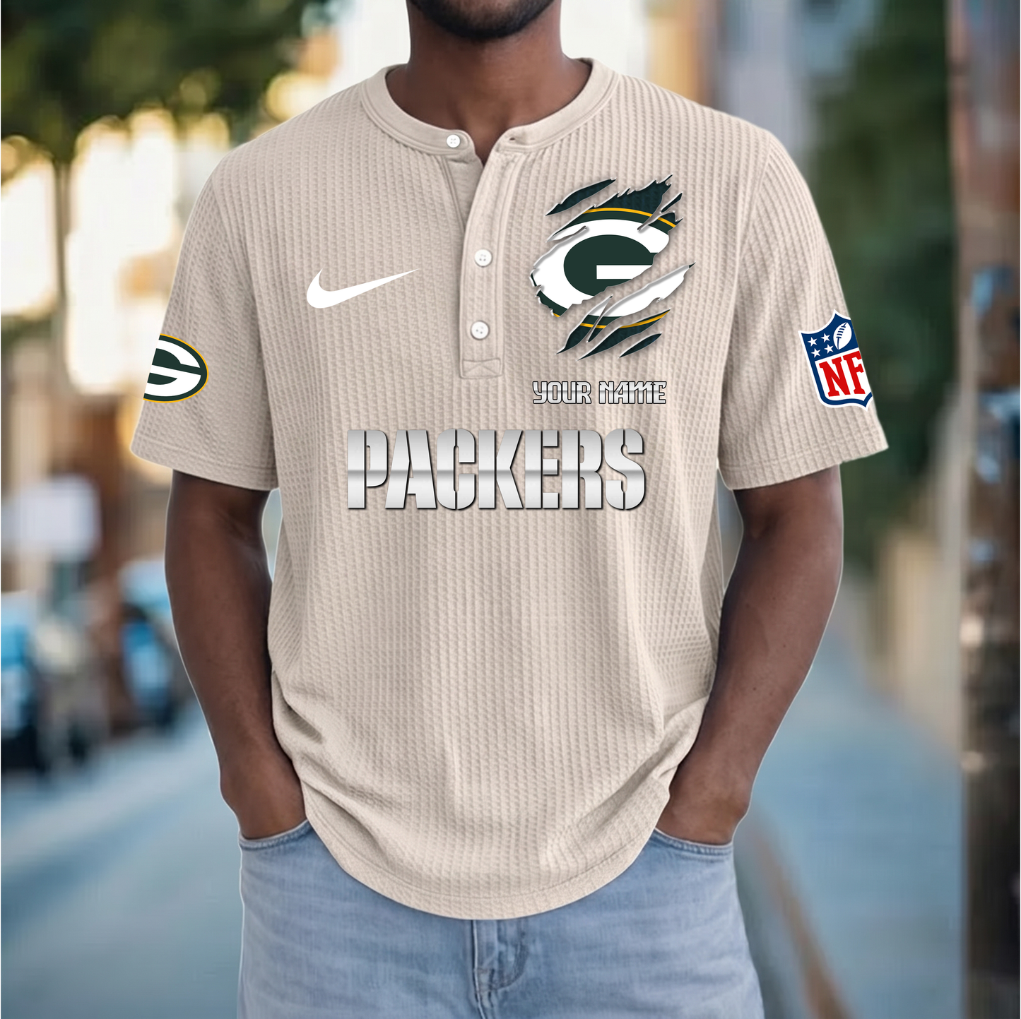 PREMIUM NFL  X  GBP Crew neck button Henry Shirt Limited Editions NDT VHM 230426