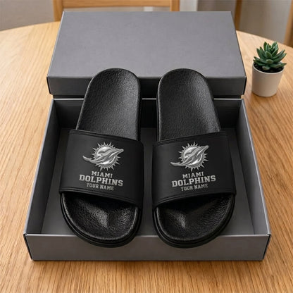 PREMIUM NFL X MD New Black Slippers All Size Custom Name FOR SUMMER HOLIDAY NDT VHM 160626