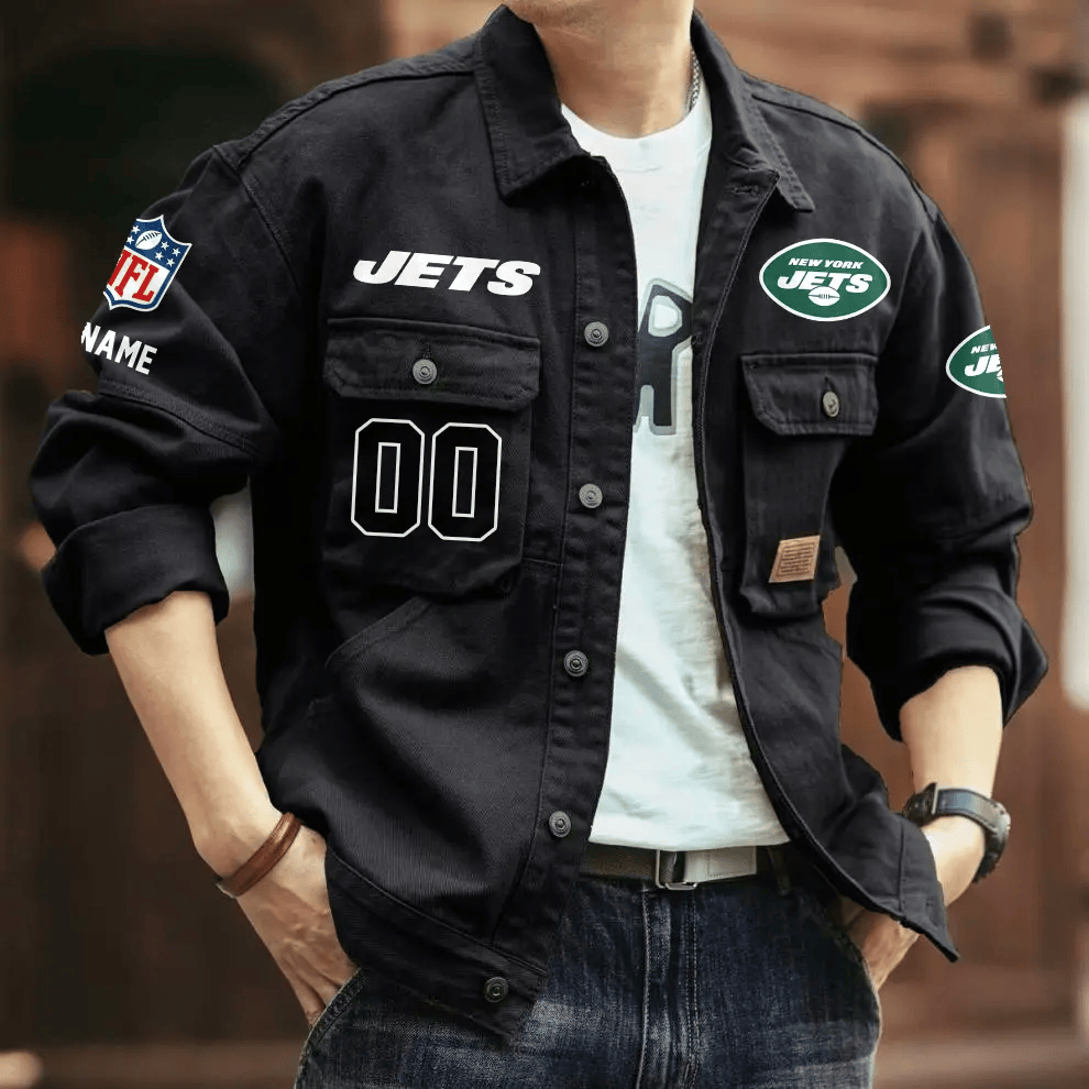 PREMIUM NFL X NYJ Men's Denim Autumn Jackets NDT VHM 090626