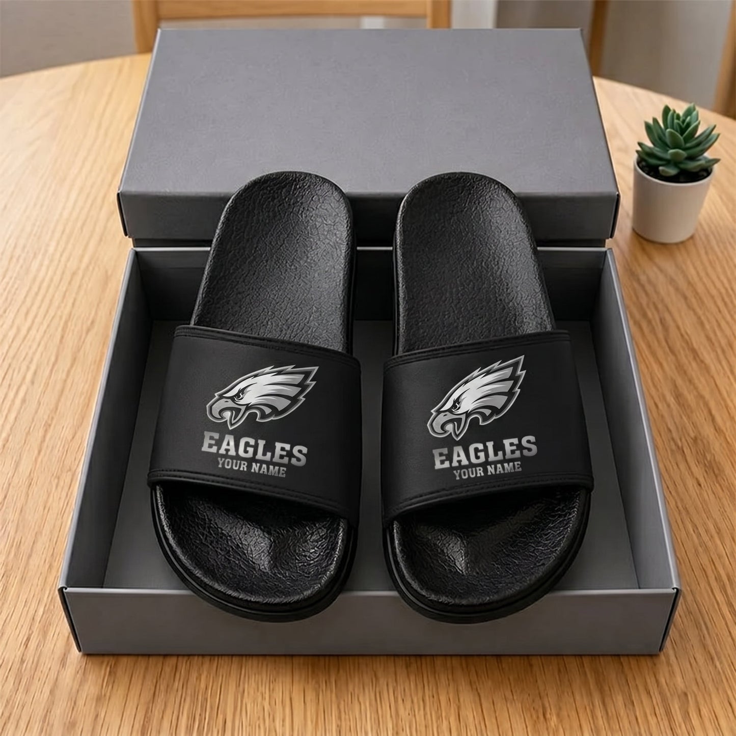 PREMIUM NFL X PE New Black Slippers All Size Custom Name FOR SUMMER HOLIDAY NDT VHM 160626