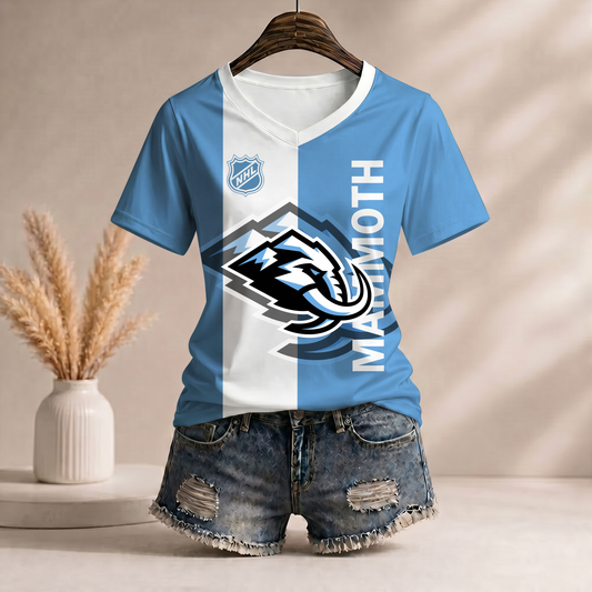 PREMIUM NHL X UM Women�???s Casual Loose Stripe V-Neck T-Shirt NDT VHM 290526