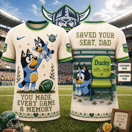 PREMIUM NRL X CR Custom 3D BLUEY Faux-Stitch Dad Memorial Shirt NDT NTN 220526