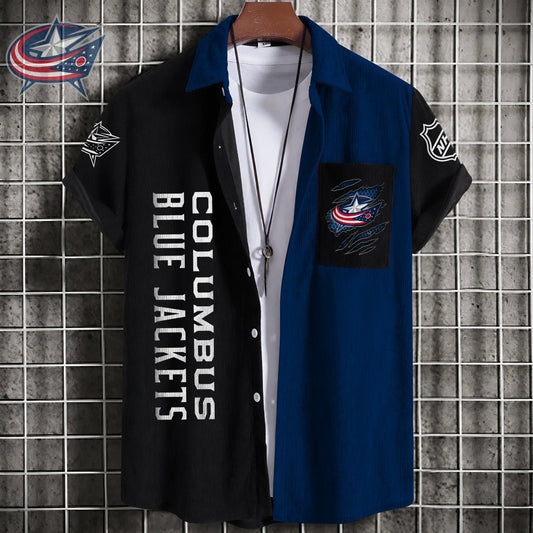 PREMIUM NHL X CBJ Patchwork Lapel Striped Shirts Limited Editions NDT NHM 240526