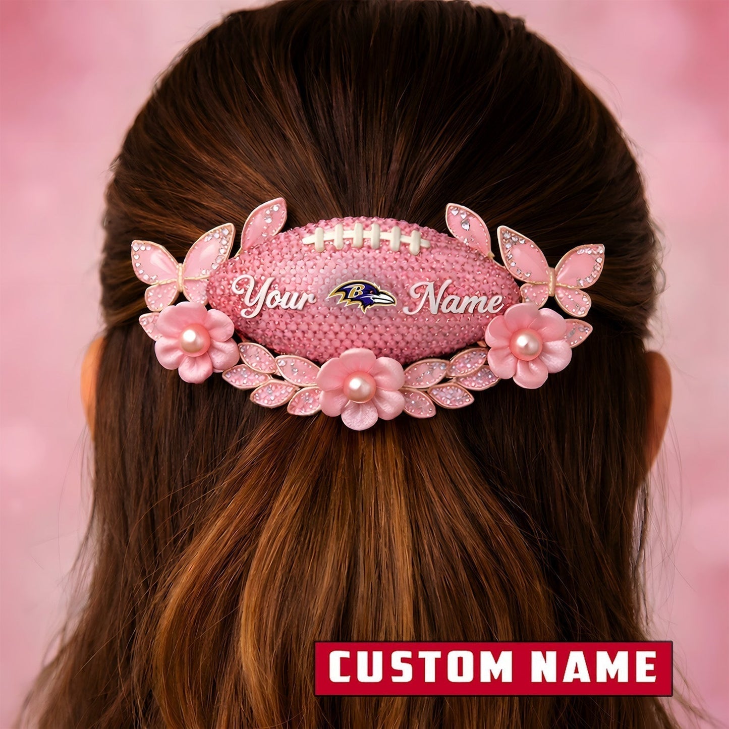 Premium NFL x Baltimore Ravens Personalized Women's Hair Pin - Valentine Edition NDT LVH