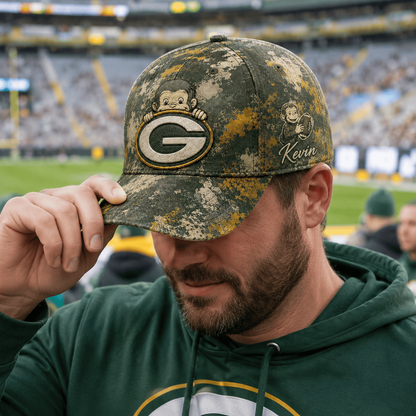 Premium NFL x GB Curious George Custom Name Classic Cap For Passionate Game Day Fans