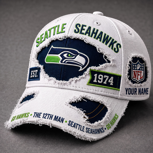 SEA X Premium NFL Classic Distressed Snapback Cap