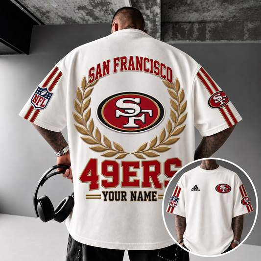 SF X NFL Personalized Oversized T-Shirt, Custom Name NFL Fan Graphic Tee
