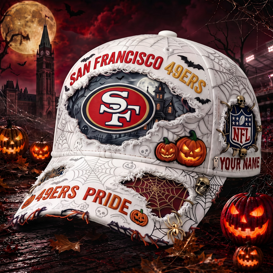 SF_NFL Premium Haunted House Themed 3D Distressed-Effect Baseball Cap