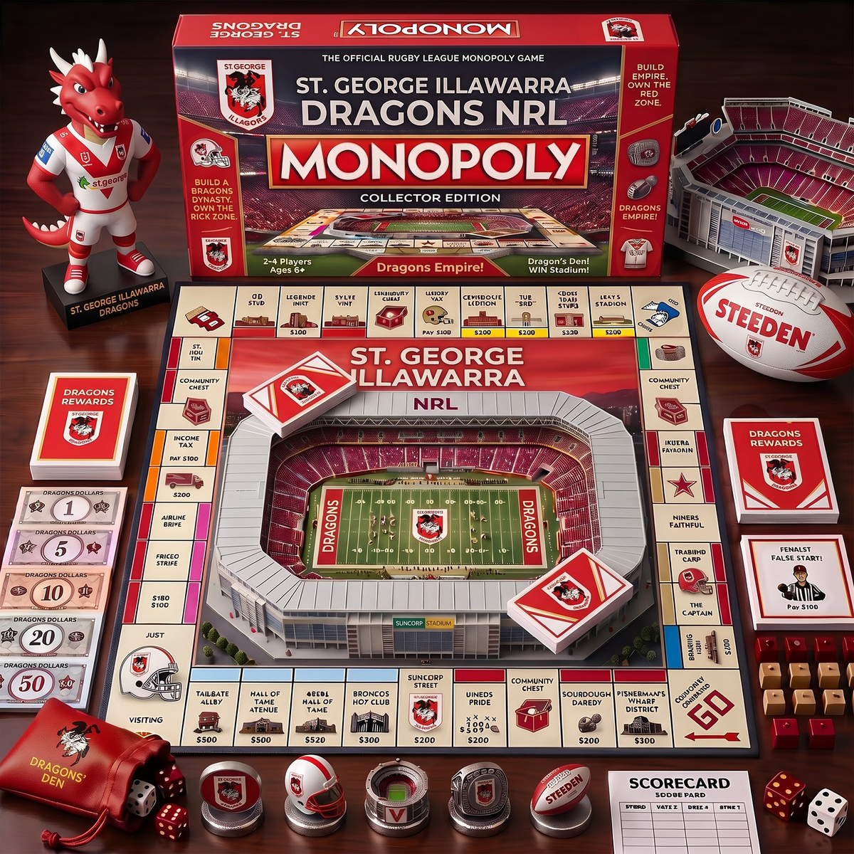 SG_MONOPOLY NRL DELUXE SPORTS BOARD GAME PREMIUM COLLECTOR EDITION
