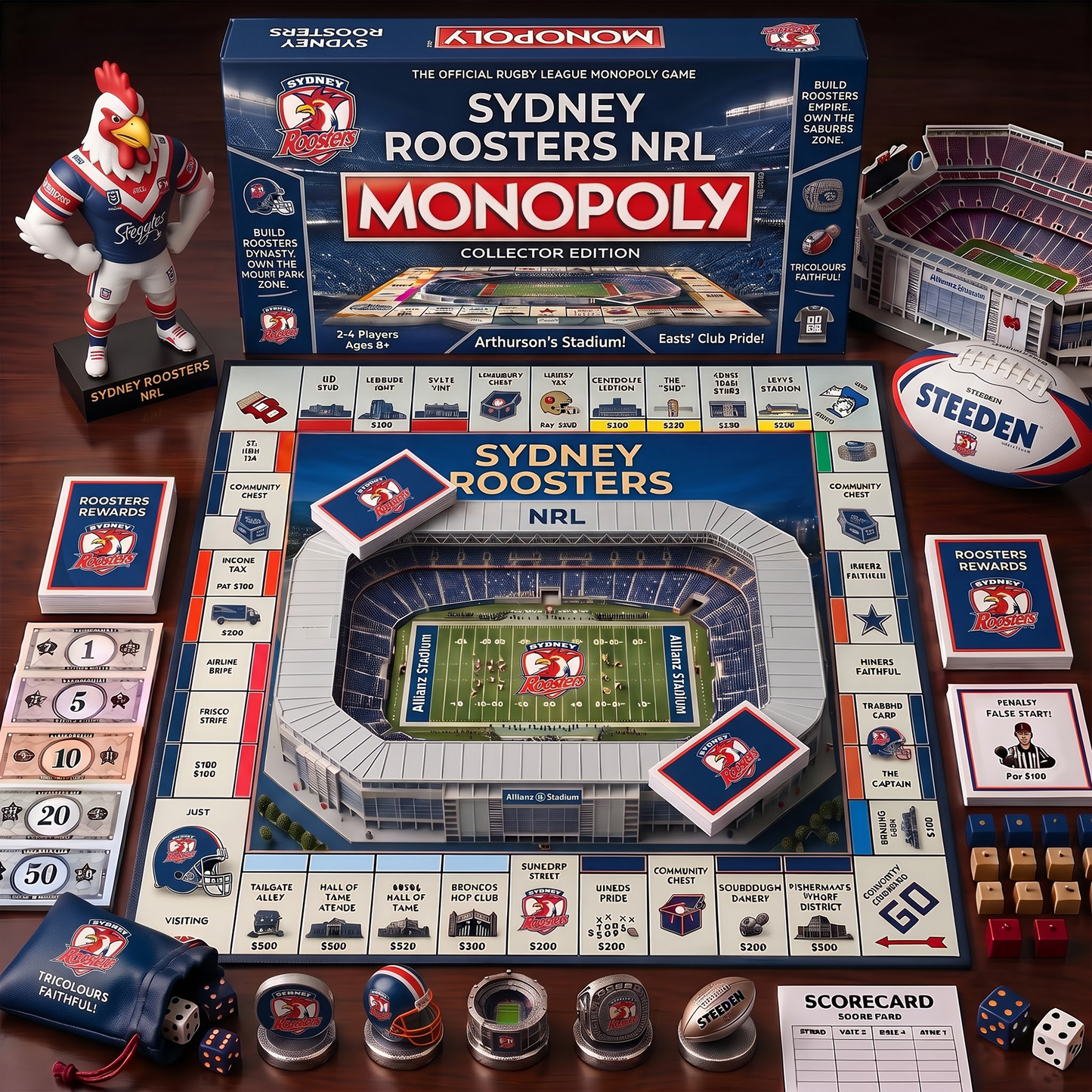 SR_MONOPOLY NRL DELUXE SPORTS BOARD GAME PREMIUM COLLECTOR EDITION
