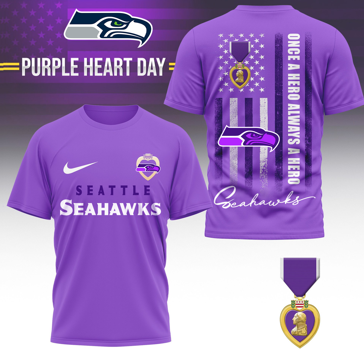 SS Premium National Purple Hear Day 3D Shirt  300626