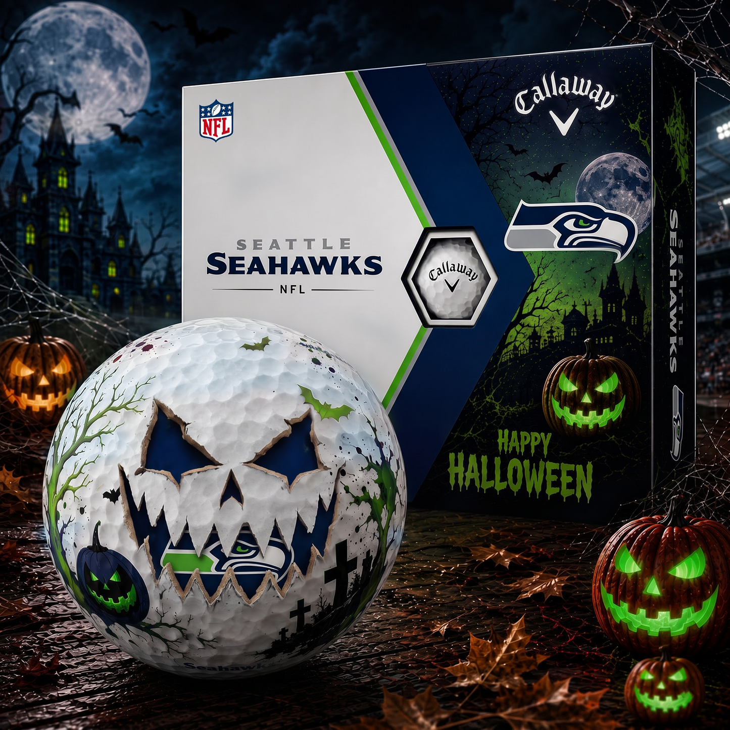 SS_NFL Monster Skull Halloween Golf Balls Gift Box 1808