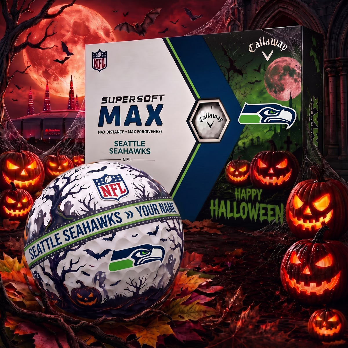 SS_Premium NFL Team Halloween Golf Balls Set - Spooky Halloween Gift Box