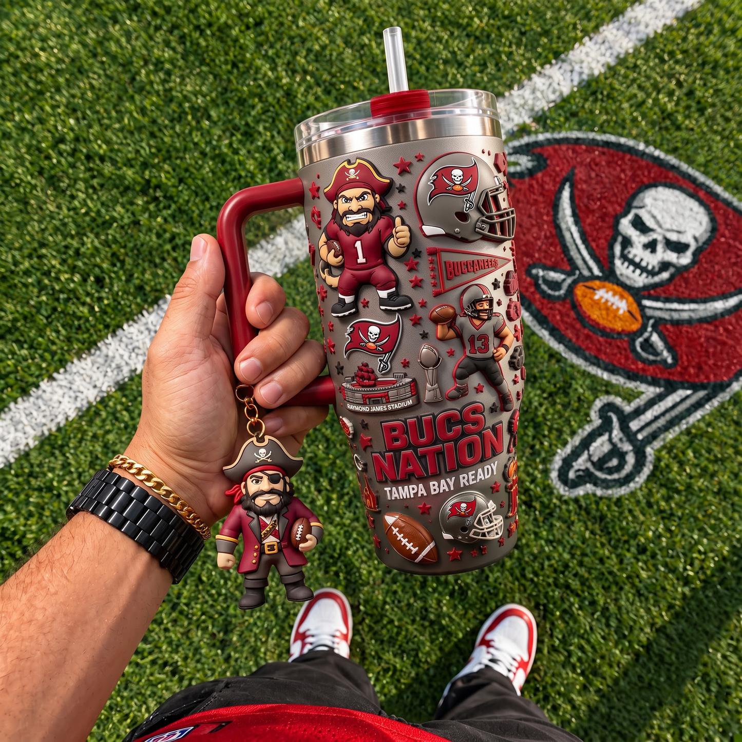 TBB x NFL Football 40oz Tumbler with Handle & Straw