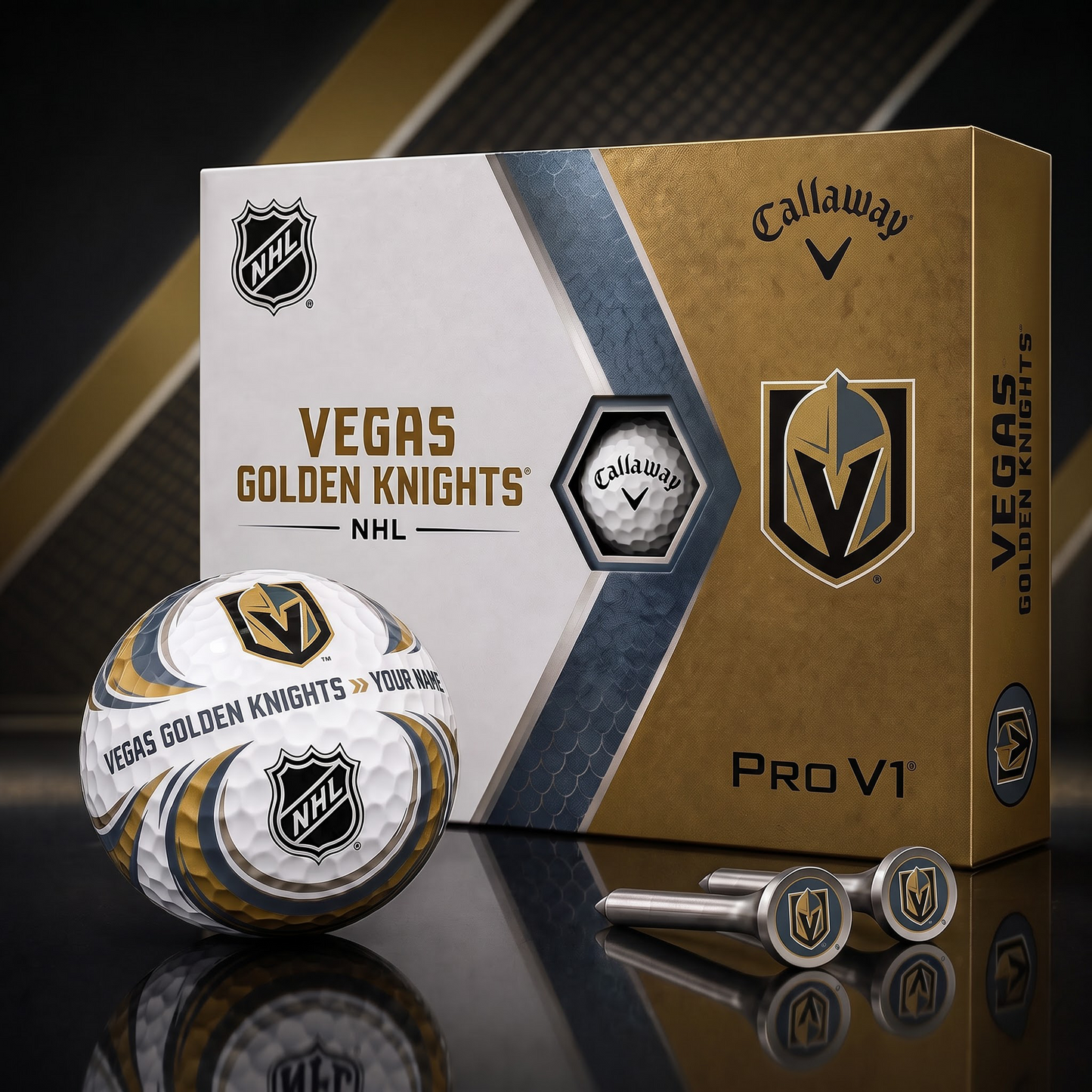 VGK X PREMIUM NHL PERSONALIZED PRO V1 GOLF BALL SET COLLECTOR EDITION