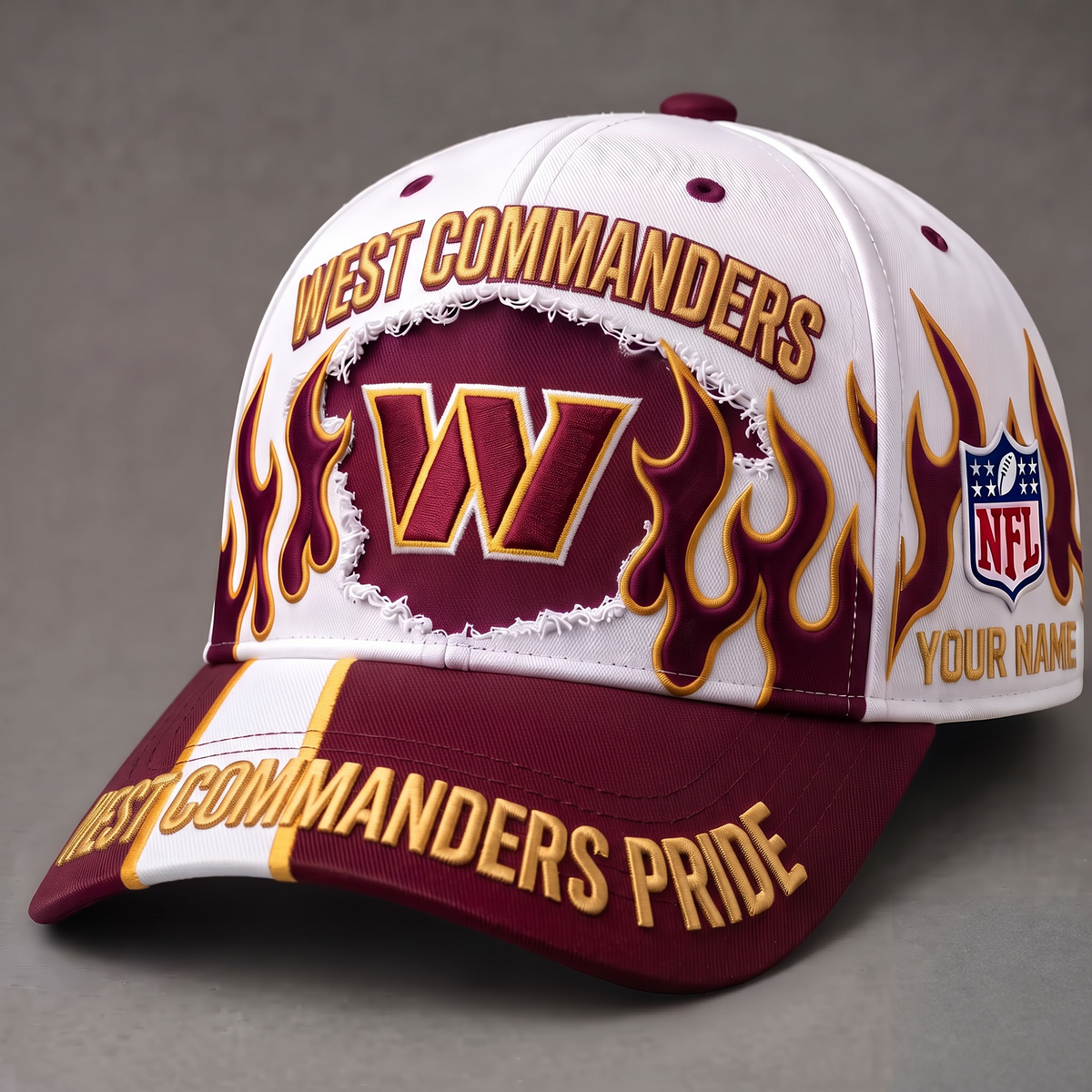 WAS X NFL EXCLUSIVE PERSONALIZED FIRE GRAPHIC CAP FOR GAME DAY
