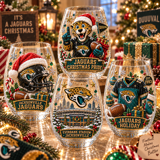 Jacksonville Jaguars NFL Set 4 Christmas Stemless Glass Gift For Fan Love